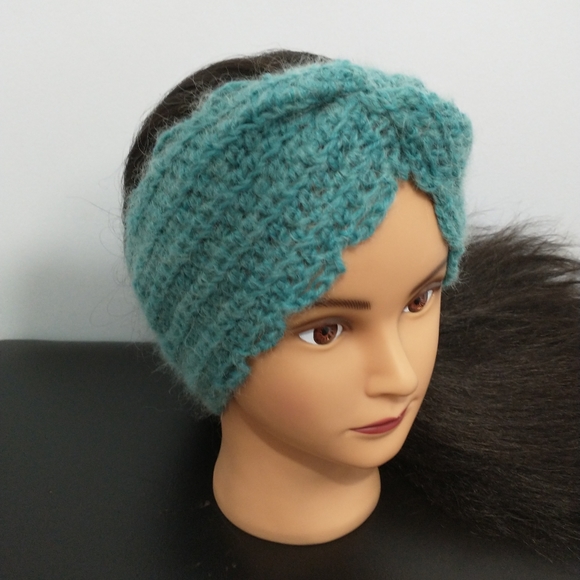 Turquoise Extra Detail Twist Headband/Earwarmer - Picture 2 of 8